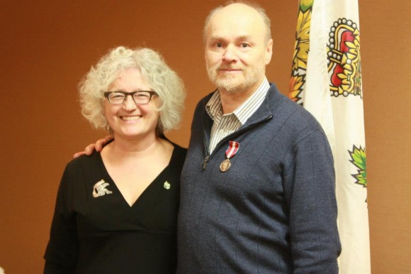 Michael Kalmanovitch, right, with the NDP's Linda Duncan